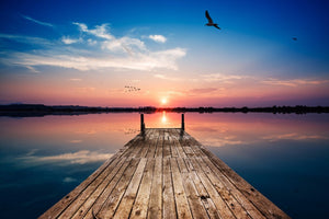 Dock by the lake Sunset - 02109 - Wall Murals Printing - wall art