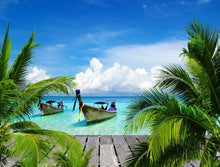 Boat With Palm Trees - 026 - Wall Murals Printing - wall art