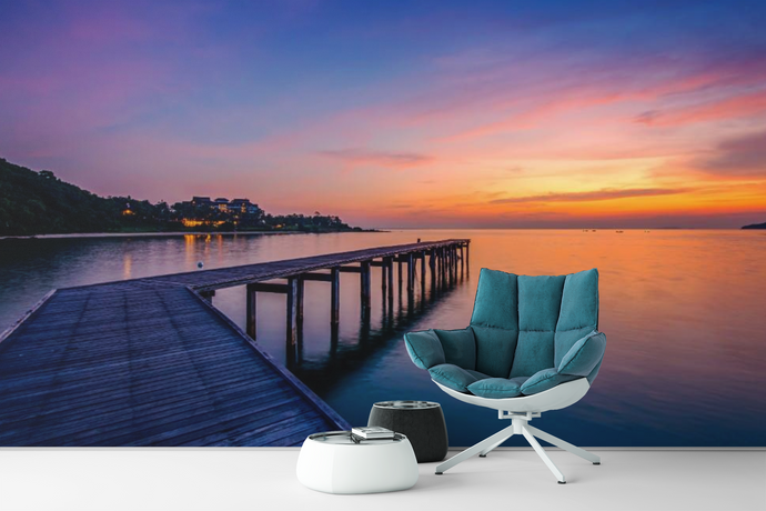 Dock Lake Sunset - 0212 - Wall Murals Printing - wall art