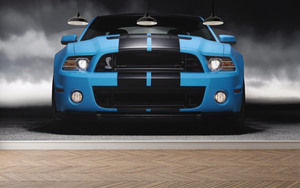 Blue Ford Mustang  - 0414 - Wall Murals Printing - wall art